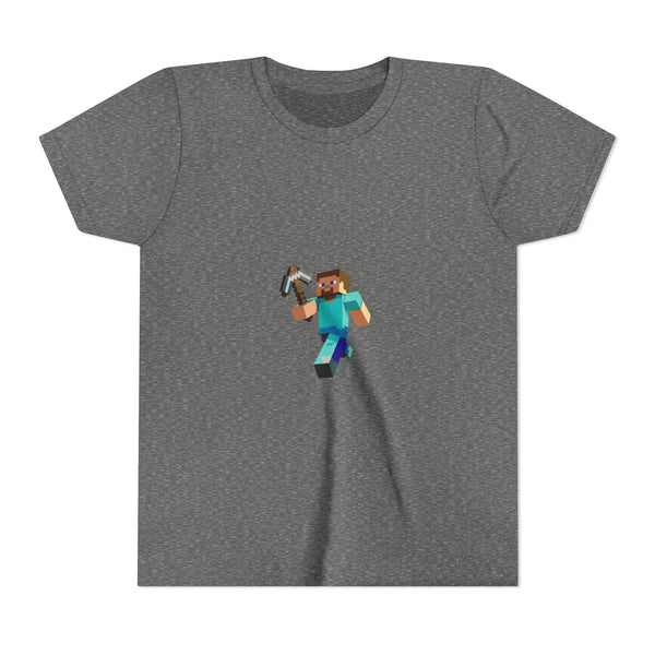 Minecraft Steve Youth Short Sleeve Tee, Gamer Shirt, Kids Minecraft Apparel, Video Game Gift, Birthday Party Outfit