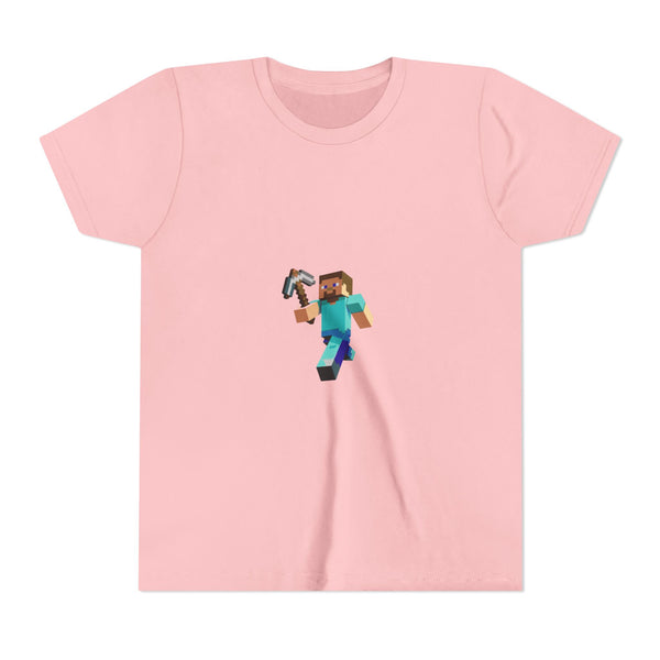 Minecraft Steve Youth Short Sleeve Tee, Gamer Shirt, Kids Minecraft Apparel, Video Game Gift, Birthday Party Outfit
