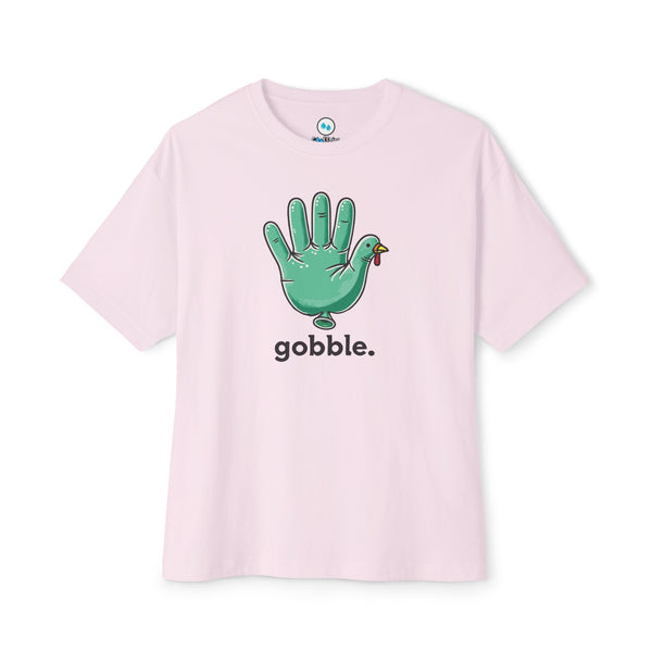 "Gobble" Medical Glove Turkey Unisex Oversized Boxy Tee - Thanksgiving