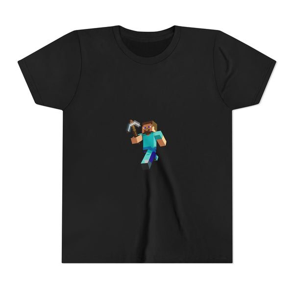 Minecraft Steve Youth Short Sleeve Tee, Gamer Shirt, Kids Minecraft Apparel, Video Game Gift, Birthday Party Outfit