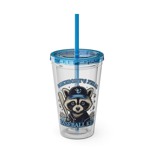 "Somebody's Feral Baseball Kid" - Drink Tumbler with Straw