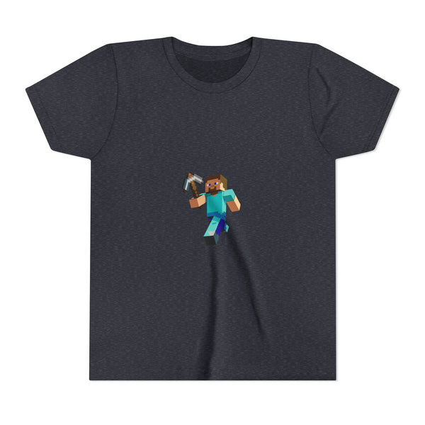 Minecraft Steve Youth Short Sleeve Tee, Gamer Shirt, Kids Minecraft Apparel, Video Game Gift, Birthday Party Outfit