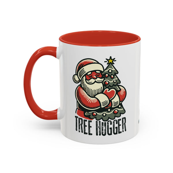 Tree Hugger Santa Coffee Mug - Festive Holiday Drinkware for Eco-Friendly Enthusiasts