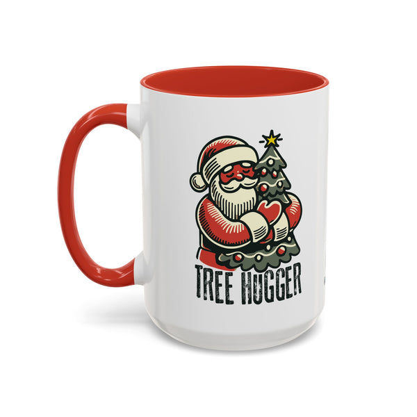 Tree Hugger Santa Coffee Mug - Festive Holiday Drinkware for Eco-Friendly Enthusiasts