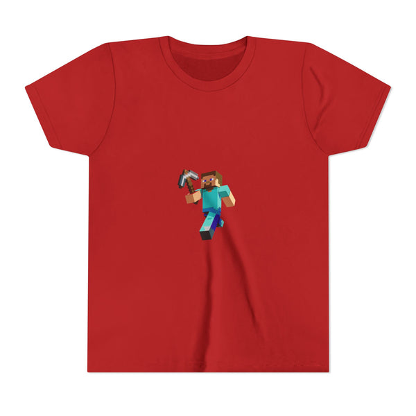 Minecraft Steve Youth Short Sleeve Tee, Gamer Shirt, Kids Minecraft Apparel, Video Game Gift, Birthday Party Outfit
