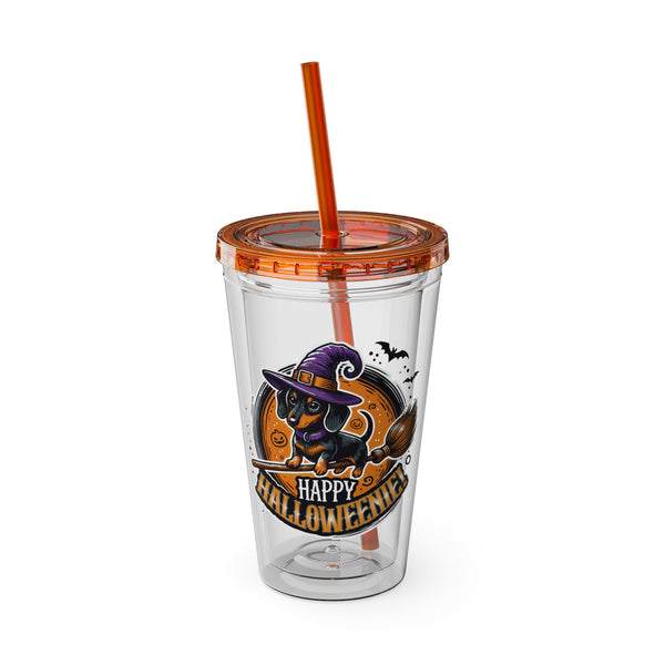 "Happy Halloweenie" - Tumbler with Straw