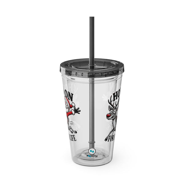 "Hold On For Deer Life" - Sunsplash Tumbler with Straw