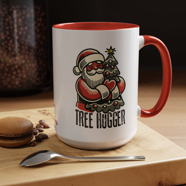 Tree Hugger Santa Coffee Mug - Festive Holiday Drinkware for Eco-Friendly Enthusiasts