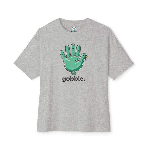 "Gobble" Medical Glove Turkey Unisex Oversized Boxy Tee - Thanksgiving