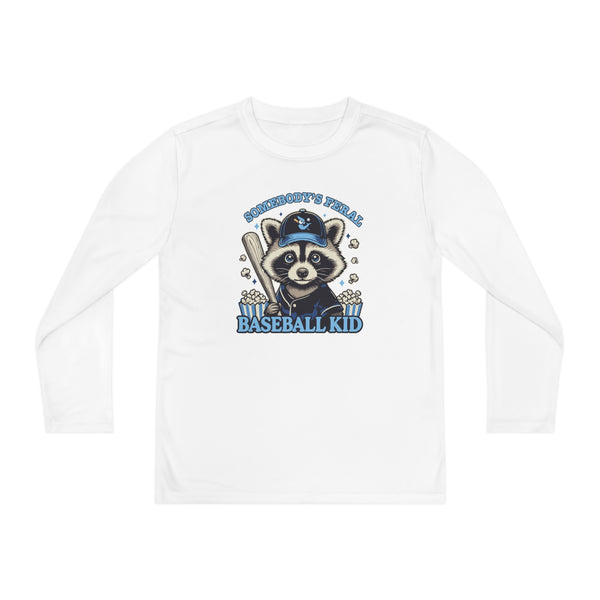 "Somebody's Feral Baseball Kid" - Kids Long Sleeve Tee