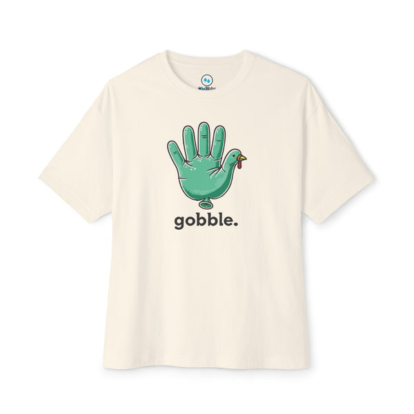 "Gobble" Medical Glove Turkey Unisex Oversized Boxy Tee - Thanksgiving