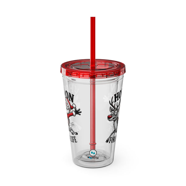 "Hold On For Deer Life" - Sunsplash Tumbler with Straw