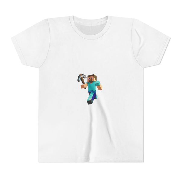 Minecraft Steve Youth Short Sleeve Tee, Gamer Shirt, Kids Minecraft Apparel, Video Game Gift, Birthday Party Outfit