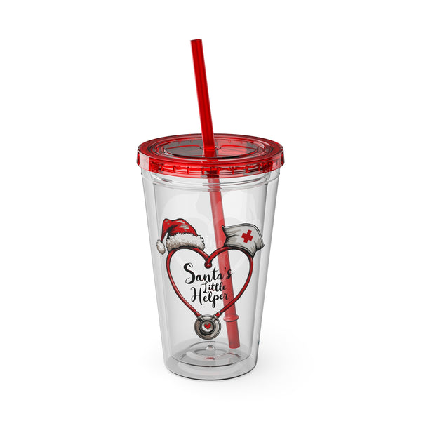 Santa's Little Helper - Sunsplash Tumbler with Straw