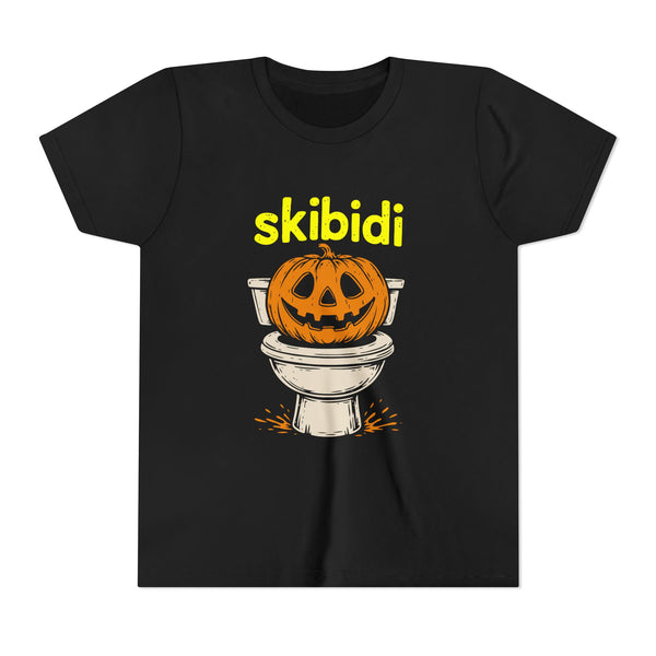 Halloween Skibidi Pumpkin Toilet Tee for Kids