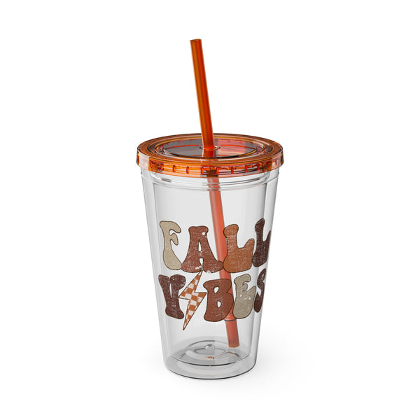 "Fall Vibes" -  Tumbler with Straw, 16oz