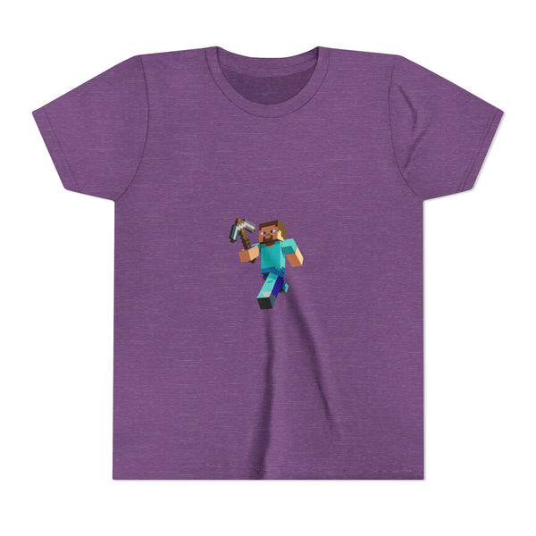 Minecraft Steve Youth Short Sleeve Tee, Gamer Shirt, Kids Minecraft Apparel, Video Game Gift, Birthday Party Outfit
