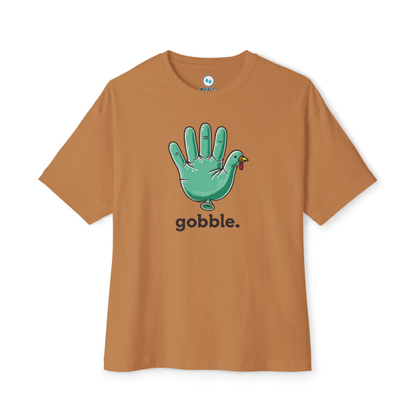"Gobble" Medical Glove Turkey Unisex Oversized Boxy Tee - Thanksgiving