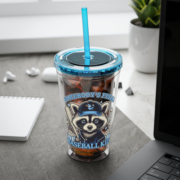 "Somebody's Feral Baseball Kid" - Drink Tumbler with Straw